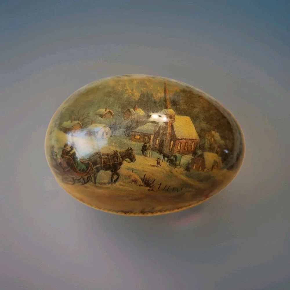 Hand Painted Winter Scene Egg Shaped